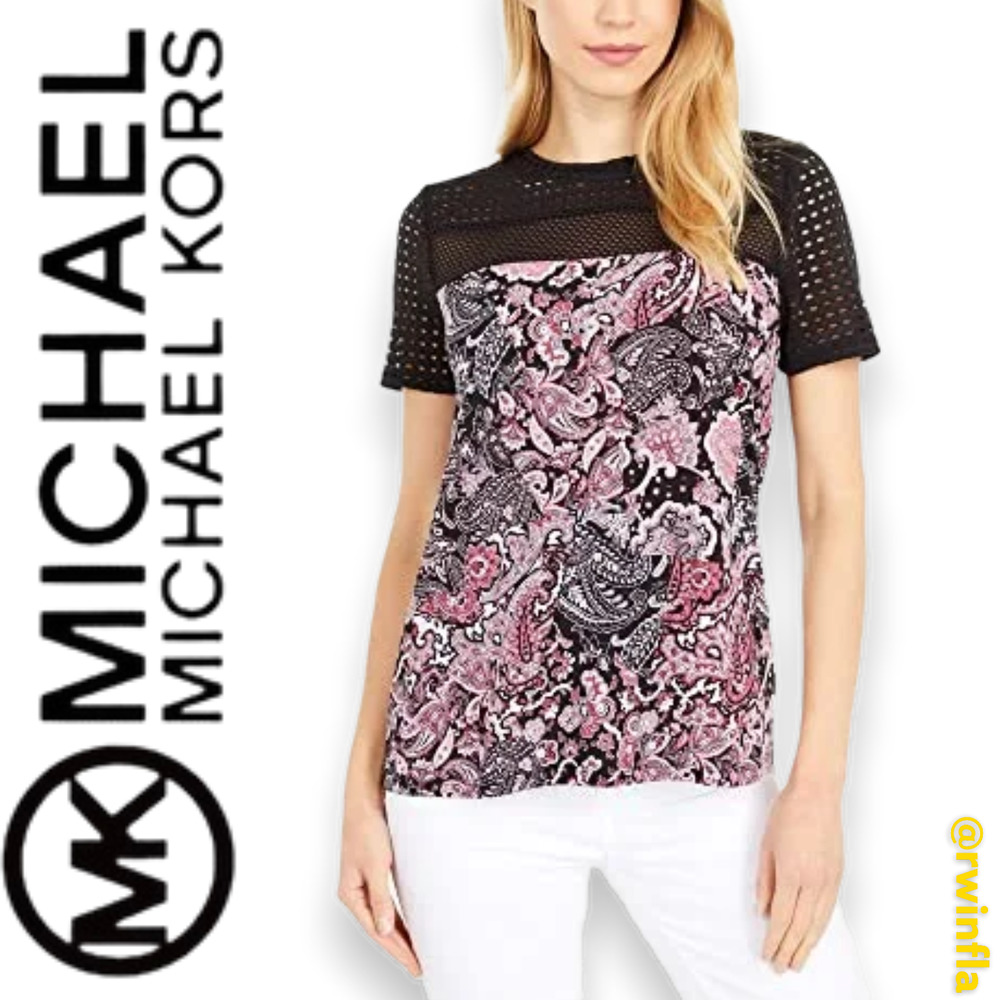 Michael Kors Paisley Crepe Combo Top
